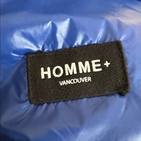 HOMME+ Vancouver Blue Down Puffer Jacket — Detachable Hood, Zip & Snap Front - Picture 9 of 11